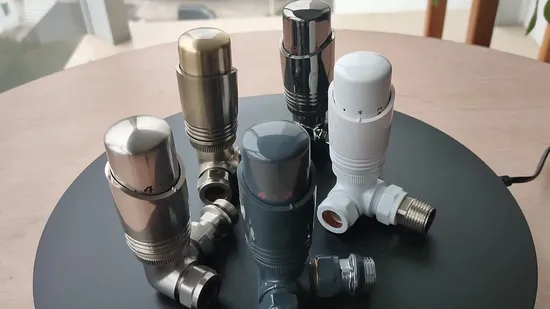 All Chrome Trv Set Thermostatic radiator Valve Lockshield Valve Thermostatic Head 